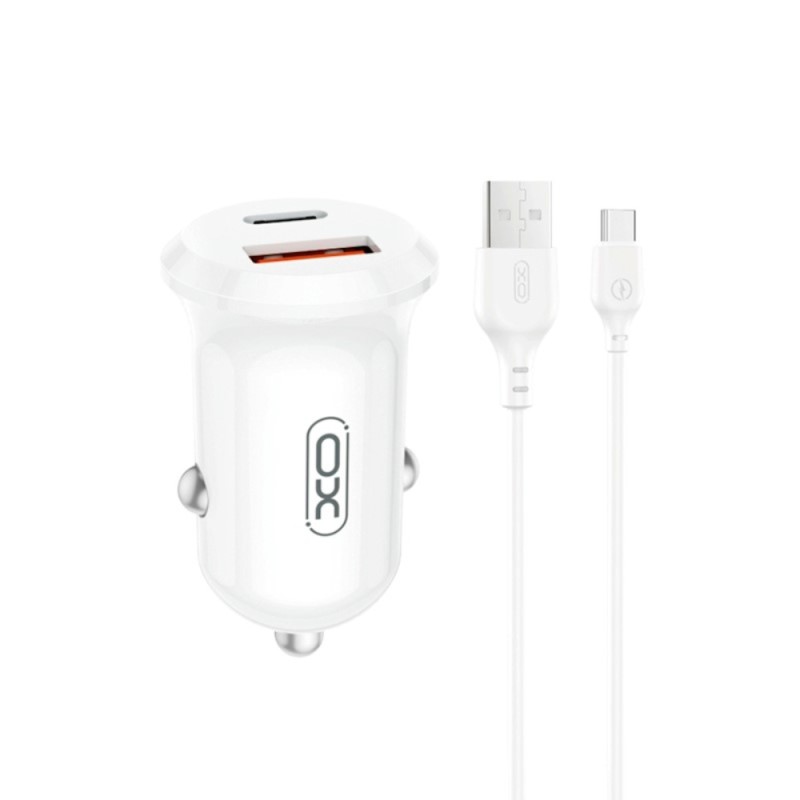 ΦΟΡΤΙΣΤΗΣ ΑΥΤΟΚΙΝΗΤΟΥ XO USAB A+ USB C  CC69 PD 30W  WHITE + CABLE C