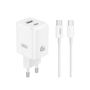 ΦΟΡΤΙΣΤΗΣ ΤΑΞΙΔΙΟΥ XO CE36 PD 45W + ΚΑΛΩΔΙΟ USB C-USB C WHITE