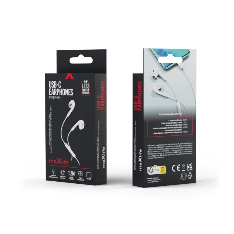 ΑΚΟΥΣΤΙΚΑ EARPHONE MAXLIFE MXEP-04 USB-C WHITE