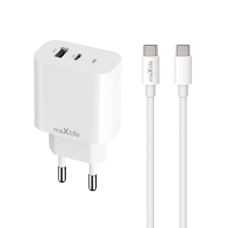 ΦΟΡΤΙΣΤΗΣ ΤΑΞΙΔΙΟΥ MAXLIFE MXTC-06 2XUSB (A+C) 20W+ ΚΑΛΩΔΙΟ USB C- USB C
