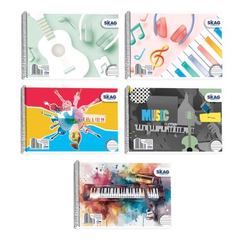 ΤΕΤΡΑΔΙΑ SKAG ΜΟΥΣΙΚΗΣ 17Χ25 Φ.40 ΣΠΙΡΑΛ (φαρδιά γράμμωση)