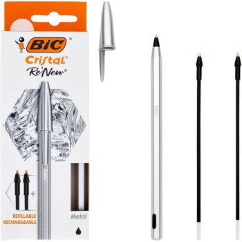 ΣΤΥΛΟ BIC CRISTAL METAL ΑΣΗΜΙ + 2 ΑΝΤΑΛ/ΚΑ (997202)