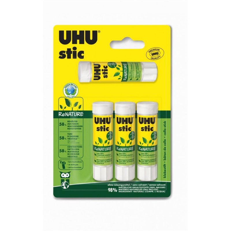 ΚΟΛΛΑ UHU STIC 8,2gr ReNATURE   ΜΠΛIΣΤΕΡ 3τεμ. 2+1 ΔΩΡΟ