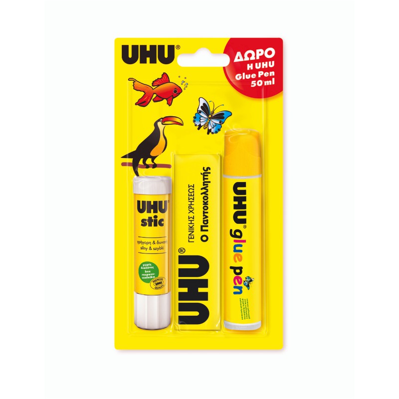 ΚΟΛΛΑ UHU ΣΕΤ ΡΕΥΣΤΗ 35ml+STICK 21gr +ΔΩΡΟ GLU PEN 50ml