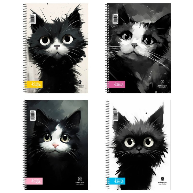 ΤΕΤΡΑΔΙΑ SALKO ΣΠΙΡΑΛ KITTIE 17X25 2 ΘΕΜ.