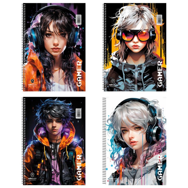 ΤΕΤΡΑΔΙΑ SALKO ΣΠΙΡΑΛ GAMER 17X25 3 ΘΕΜ.