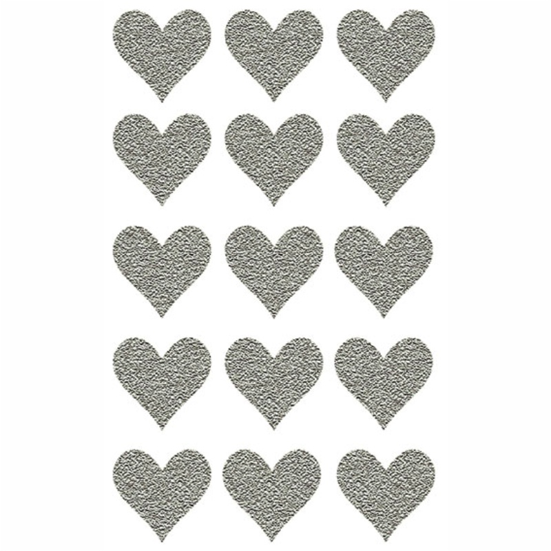 ΑΥΤΟΚΟΛΛΗΤΑ BSB GLITTER ΑΠΛΑ SILVER HEARTS (1 φύλλο)