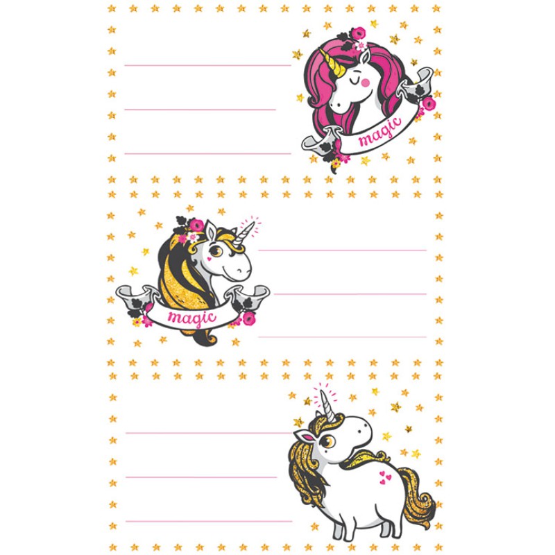 ΕΤΙΚΕΤΕΣ ΣΧΟΛΙΚΕΣ BSB ΑΠΛΕΣ UNICORN (3 φύλλα)