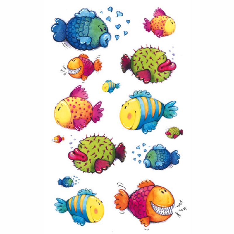 ΑΥΤΟΚΟΛΛΗΤΑ BSB ΑΠΛΑ FUNNY FISH (3 φύλλα)
