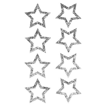 ΑΥΤΟΚΟΛΛΗΤΑ BSB CREATIVE CHRISTMAS 3D GLITTER SILVER STARS (1 φύλλο)