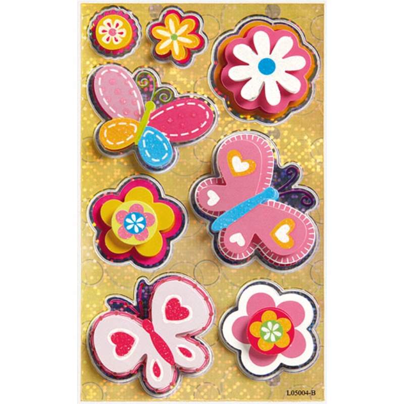 ΑΥΤΟΚΟΛΛΗΤΑ BSB GLITTER 3D FLOWERS & BUTTERFLIES (1 φύλλο)