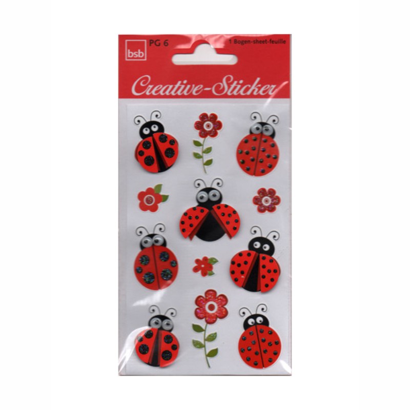 ΑΥΤΟΚΟΛΛΗΤΑ BSB CREATIVE 3D MOOVING EYES LADYBUGS (1 φύλλο)