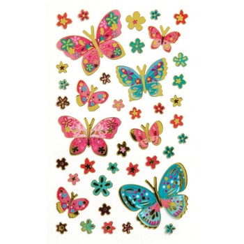 ΑΥΤΟΚΟΛΛΗΤΑ BSB TRANSPARENT METALIC BUTTERFLIES (1 φύλλο)