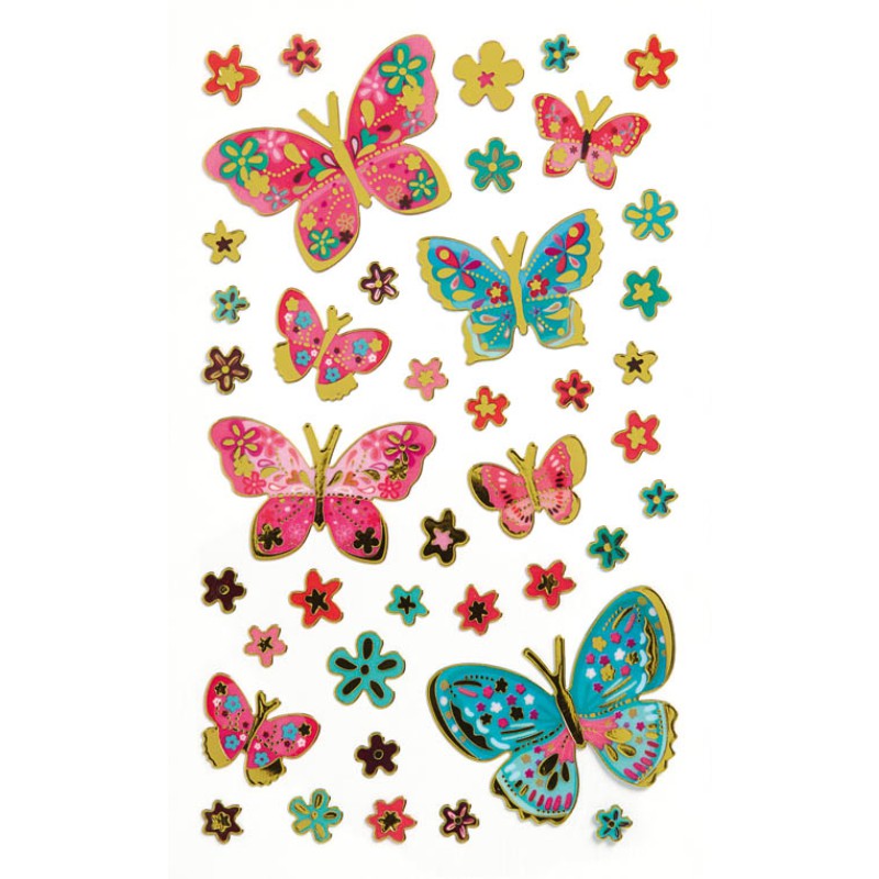 ΑΥΤΟΚΟΛΛΗΤΑ BSB TRANSPARENT METALIC BUTTERFLIES (1 φύλλο)