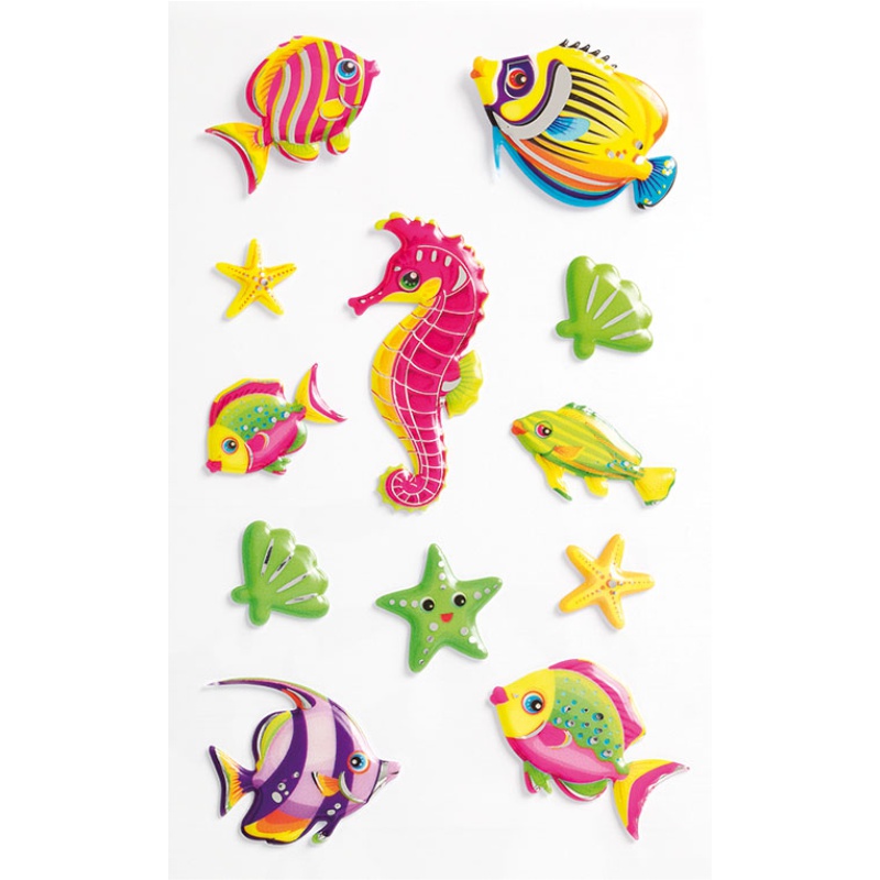 ΑΥΤΟΚΟΛΛΗΤΑ BSB METALIC 3D COLORFUL FISH (1 φύλλο)