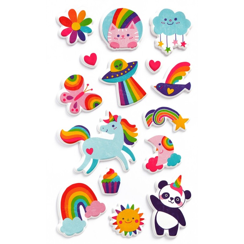 ΑΥΤΟΚΟΛΛΗΤΑ BSB CREATIVE PUFFY RAINBOW (1φυλλο)
