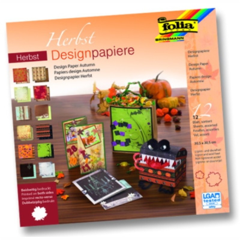 ΧΑΡΤΟΝΙΑ FOLIA GLITTER AUTUM 30,5χ30,5 190gr ΑΣΟΡΤΙ 12τεμ. (12 σχέδια)
