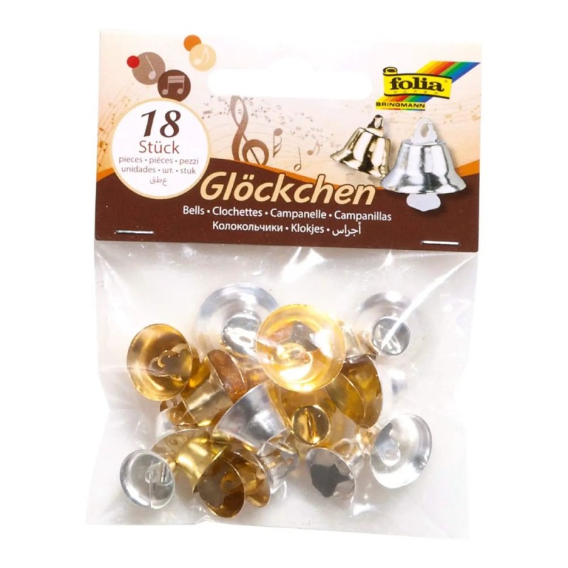 ΚΑΜΠΑΝΑΚΙΑ FOLIA ΜΕΤΑΛΛΙΖΕ ΧΡΥΣΟ-ΑΣΗΜΙ (14-18-21mm) 18τεμ.