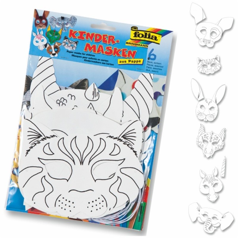 ΜΑΣΚΕΣ FOLIA ΧΑΡΤΙΝΕΣ ΖΩΑΚΙΑ ΑΣΟΡΤΙ ΣΕΤ 6τεμ.