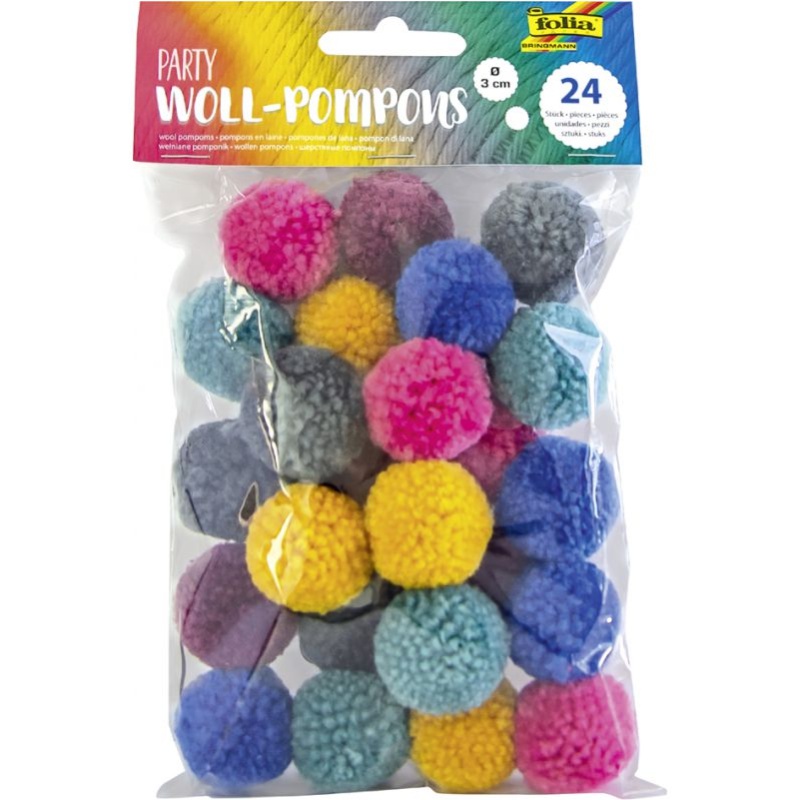 ΠΟΜ-ΠΟΜ POM-POM FOLIA ΧΡΩΜΑΤΙΣΤΑ WOOL 30mm 24τεμ.