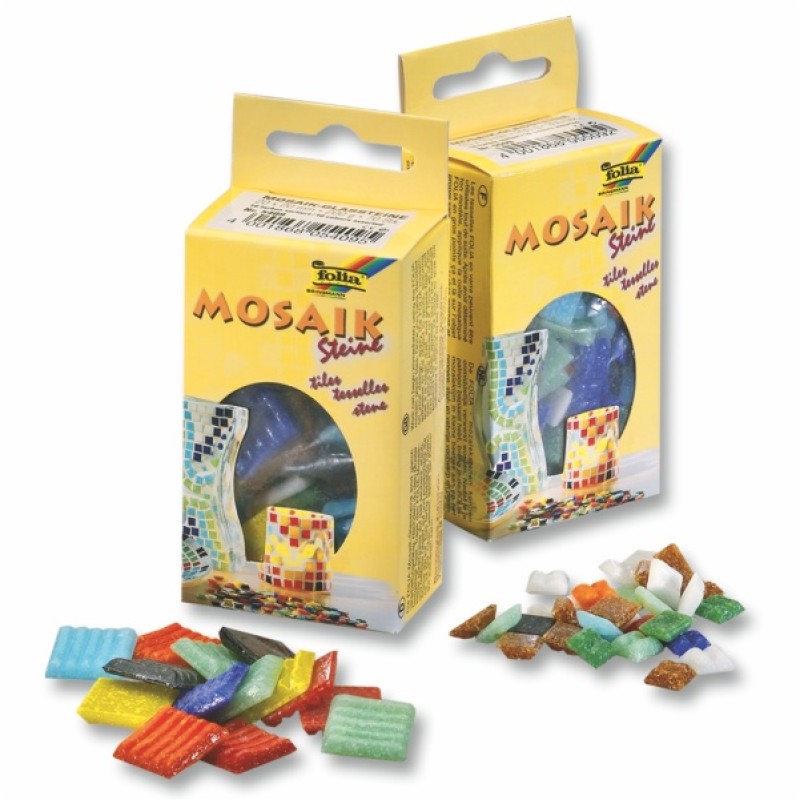 ΜΩΣΑΙΚΟ GLASS FOLIA  10x10mm  ΚΟΥΤΙ 300τεμ. ΑΣΟΡΤΙ 10 χρώματα