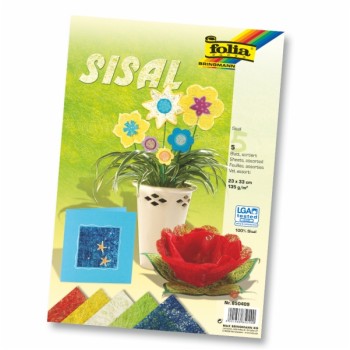 ΧΑΡΤΙΑ FOLIA SISAL 23χ33 135gr  ΑΣΟΡΤΙ ΣΕΤ 5τεμ. (5 χρώματα)