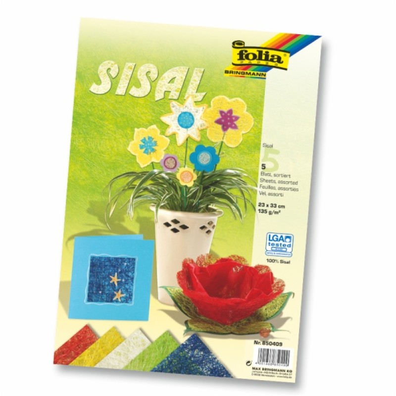 ΧΑΡΤΙΑ FOLIA SISAL 23χ33 135gr  ΑΣΟΡΤΙ ΣΕΤ 5τεμ. (5 χρώματα)