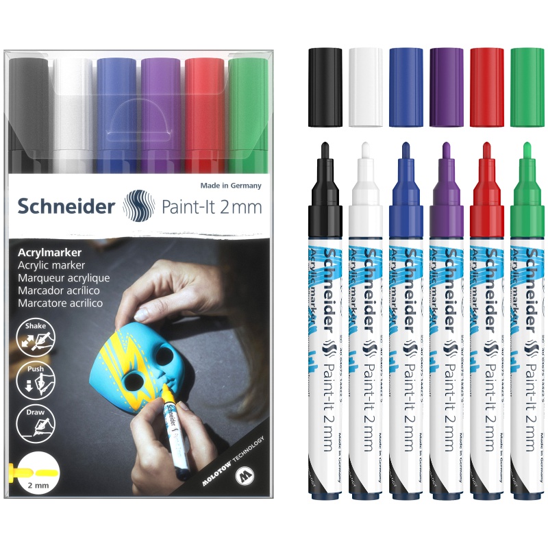 ΜΑΡΚΑΔΟΡΟΙ SCHNEIDER PAINT-IT 310 (2mm) σετ 6 βασικά χρώματα