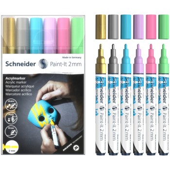 ΜΑΡΚΑΔΟΡΟΙ SCHNEIDER PAINT-IT 310 (2mm) σετ 6 pastel μεταλλικά χρώματα
