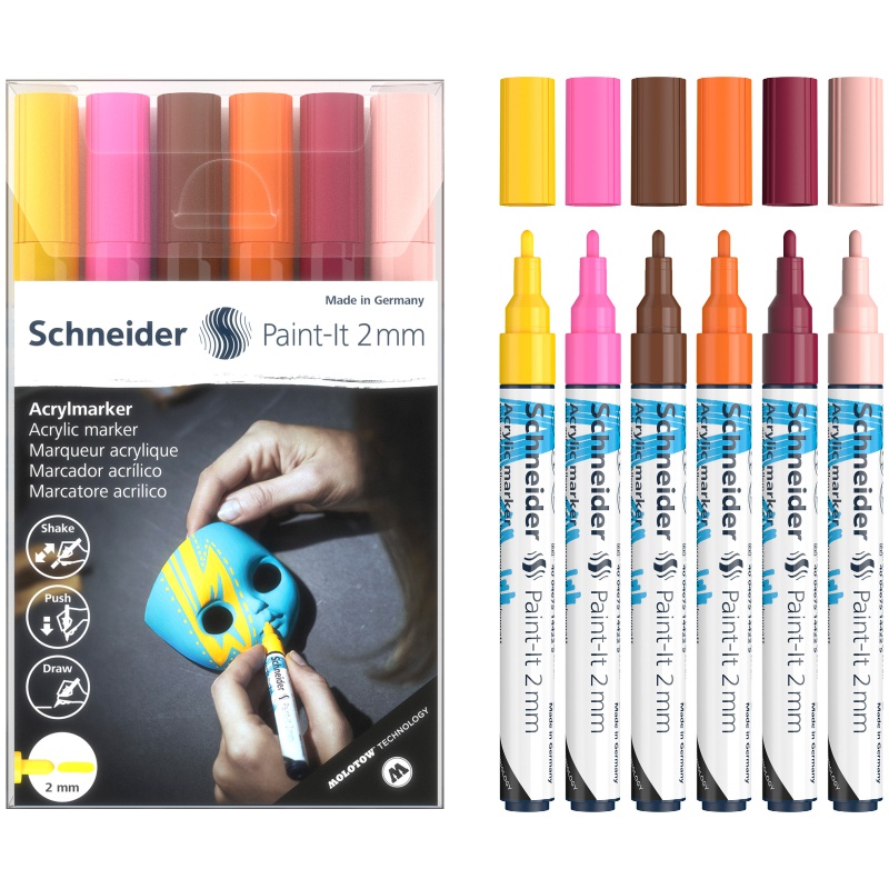 ΜΑΡΚΑΔΟΡΟΙ SCHNEIDER PAINT-IT 310 (2mm) σετ 6 γήινα χρώματα