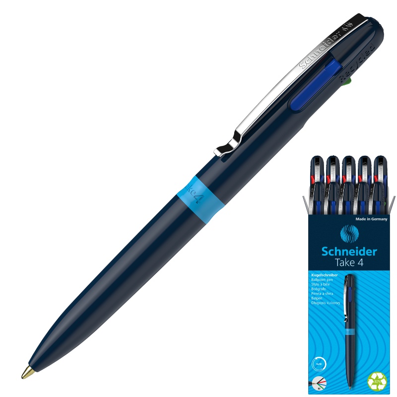 ΣΤΥΛΟ SCHNEIDER TAKE 4 (τετράχρωμο μπλε στέλεχος)