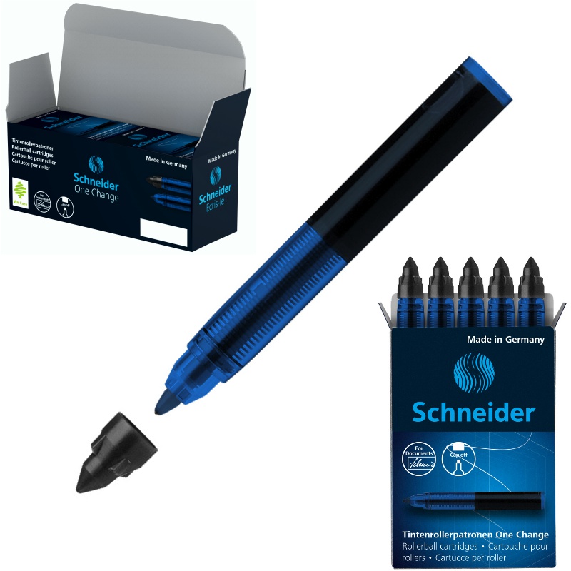 ΑΜΠΟΥΛΕΣ SCHNEIDER ROLLERBALL CARTRIDGE ONE CHANGE ΜΑΥΡΟ