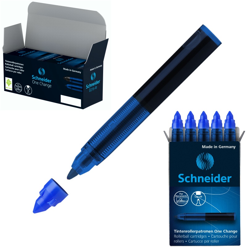 ΑΜΠΟΥΛΕΣ SCHNEIDER ROLLERBALL CARTRIDGE ONE CHANGE ΜΠΛΕ