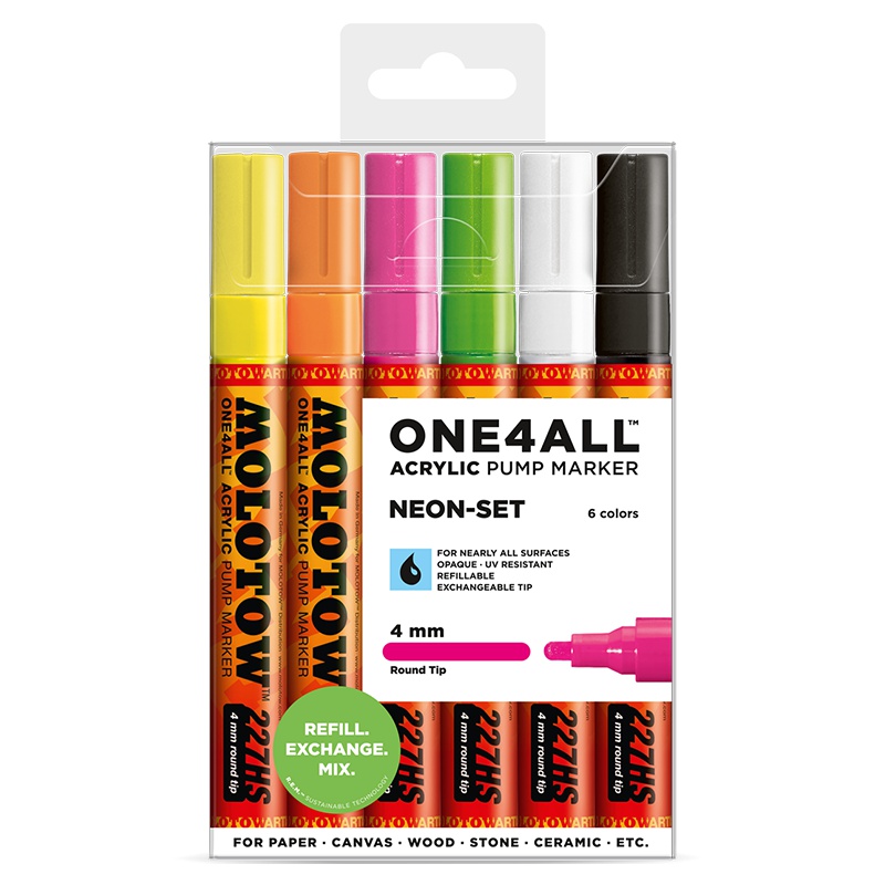 ΜΑΡΚΑΔΟΡΟΙ MOLOTOW ONE4ALL 227HS 4mm (σετ 6 τεμ.) NEON