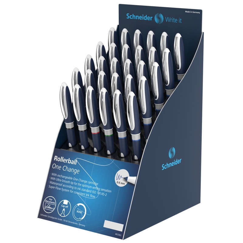 ΒΙΤΡΙΝΑ ΣΤΥΛΟ SCHNEIDER ROLLER BALL ONE CHANGE 0.6 (stand 30τεμ.)