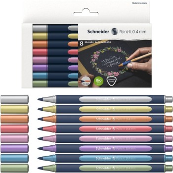 ΜΑΡΚΑΔΟΡΟΙ SCHNEIDER PAINT-IT METALIC 050 ROLLERBALL (0.4mm) ΣΕΤ 8χρωμ.