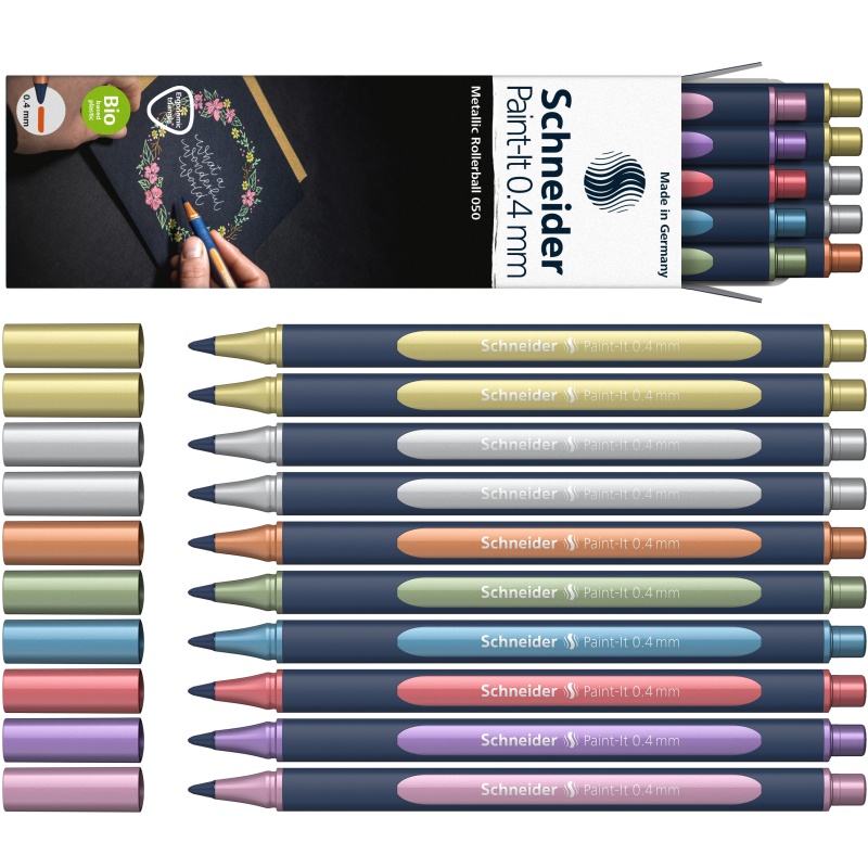 ΜΑΡΚΑΔΟΡΟΙ SCHNEIDER PAINT-IT METALIC 050 ROLLERBALL (0.4mm) ASSORTED (κουτί 10τεμ.)
