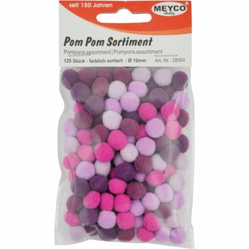 ΠΟΜ-ΠΟΜ ΡΟΜ-ΡΟΜ MEYCO Φ10mm 120τεμ. (αποχρώσεις ροζ-μωβ)