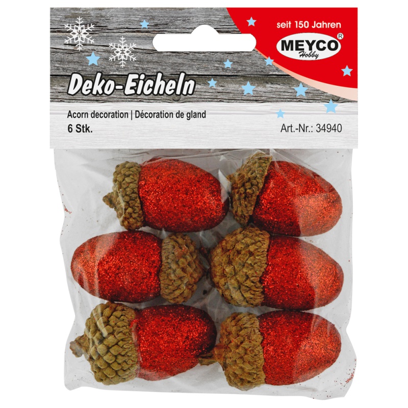 ΔΙΑΚΟΣΜΗΤΙΚΑ ΧΡΙΣΤΟΥΓΕΝΝΩΝ ΒΕΛΑΝΙΔΙΑ GLITTER ΚΟΚΚΙΝΑ ΣΕΤ 6τεμ. (2χ3,5cm)