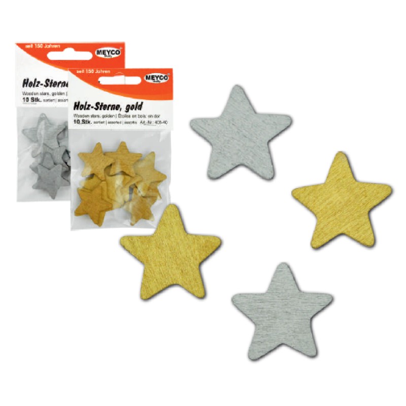 ΞΥΛΙΝΑ ΣΧΗΜΑΤΑ ΑΣΤΕΡΙΑ ΧΡΥΣΑ ΣΕΤ 10 τεμ.