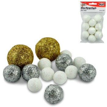 ΦΕΛΙΖΟΛ ΜΠΑΛΕΣ GLITTER ΛΕΥΚΟ ΠΕΡΛΕ ΔΙΑΜΕΤΡΟΣ 30mm Σετ 9τεμ.