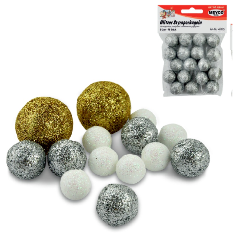 ΦΕΛΙΖΟΛ ΜΠΑΛΕΣ GLITTER ΑΣΗΜΙ ΔΙΑΜΕΤΡΟΣ 20mm Σετ 18τεμ.