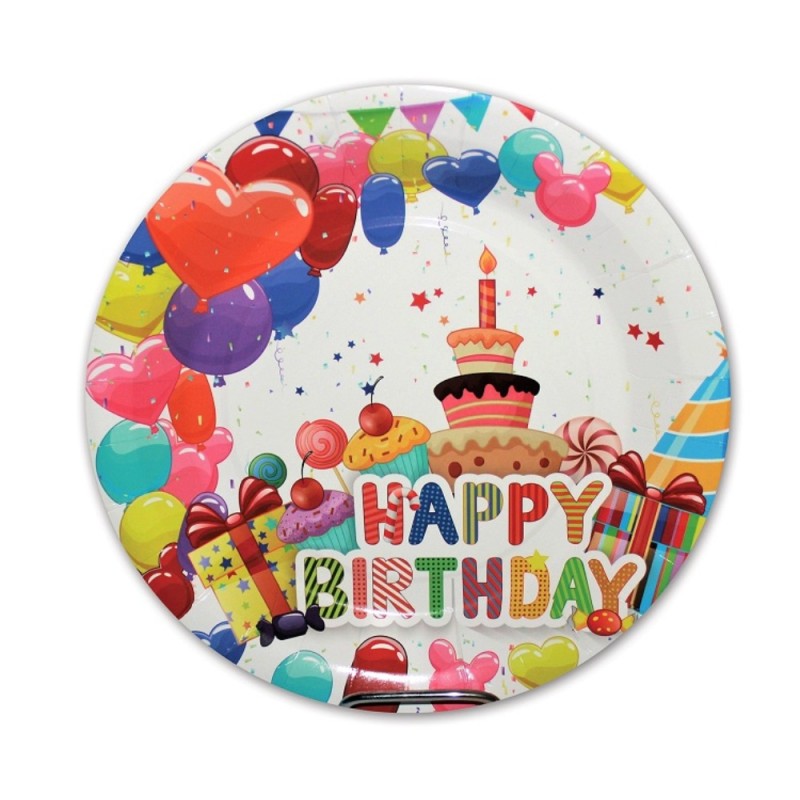 ΠΙΑΤΑ ΧΑΡΤΙΝΑ ΠΑΡΤΥ HAPPY BIRTHDAY ΜΠΑΛΟΝΙΑ 9'' 6τεμ.