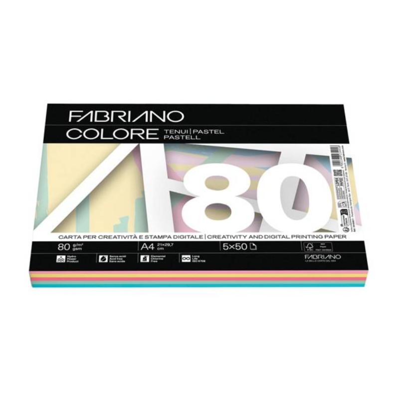 ΧΑΡΤΙ ΦΩΤΟΤΥΠΙΚΟ FABRIANO COLORE MIX ΠΑΛ ΧΡΩΜΑΤΑ Α4 80gr (5χ50φ)