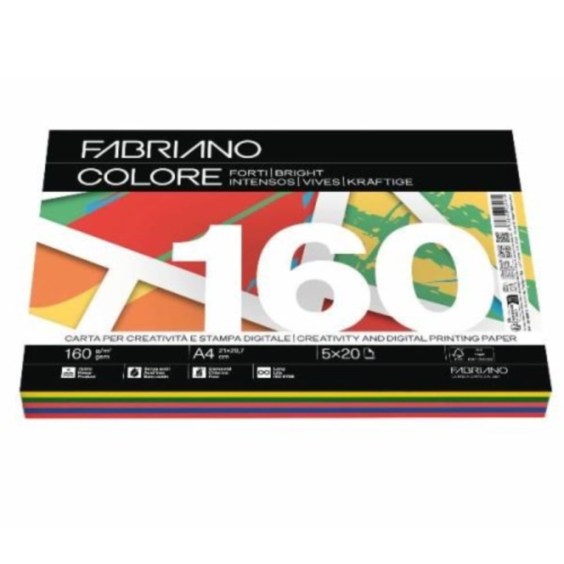 ΧΑΡΤΙ ΦΩΤΟΤΥΠΙΚΟ FABRIANO COLORE MIX ΕΝΤΟΝΑ ΧΡΩΜΑΤΑ Α4 160gr (5χ20φ)
